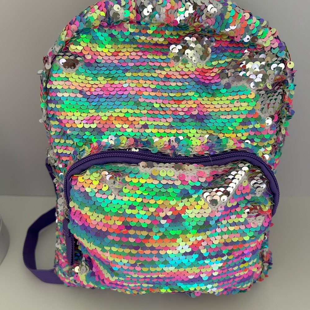 NWT Cat and Jack Sequined Backpack with Adjustable Straps and large front pocket - Picture 6 of 14